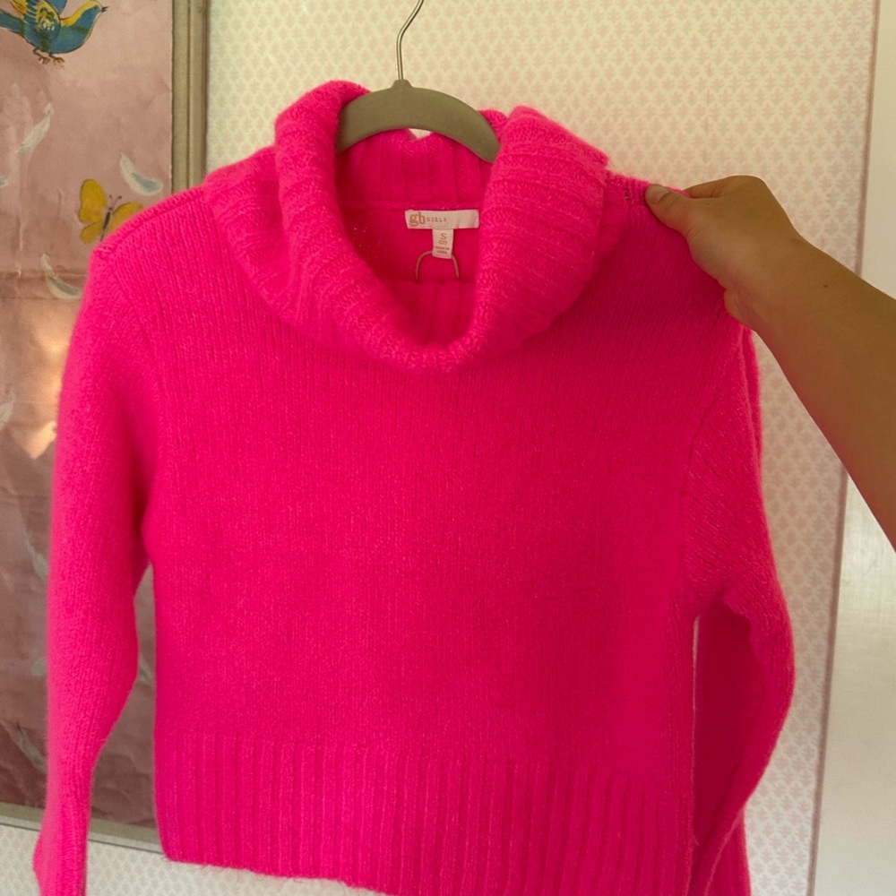 Girls Pink Turtleneck Sweater